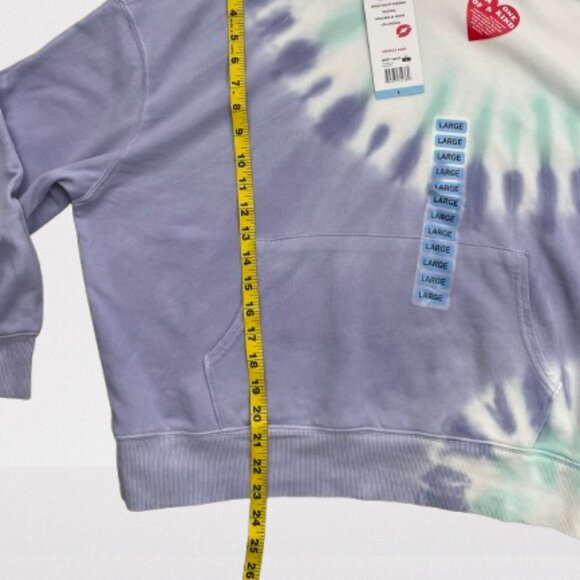 Wildfox NEW women's French Terry Relaxed Fit Tie-Dye Hoodie Peri Shibori Size L - Picture 9 of 10